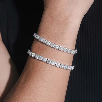 Hip Hop Unisex Tennis Bracelet, 7mm Square Cubic Zirconia Links, as a Birthday Gift with Gift Box