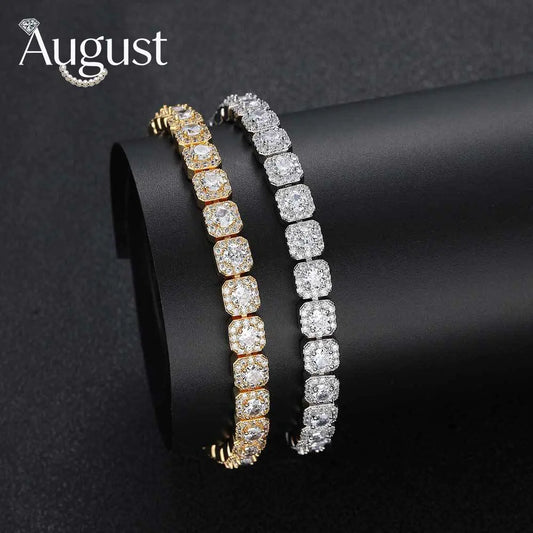 Hip Hop Unisex Tennis Bracelet, 7mm Square Cubic Zirconia Links, as a Birthday Gift with Gift Box
